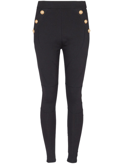 Shop Balmain Leggings 6 Bottoni In Black