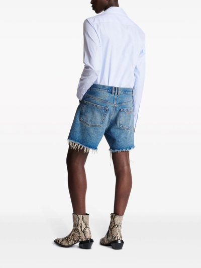 Shop Balmain Shorts In Denim In Blue