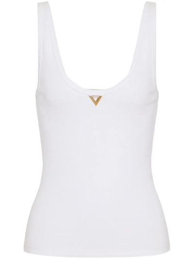 Shop Valentino Top In Cotone A Costine In White