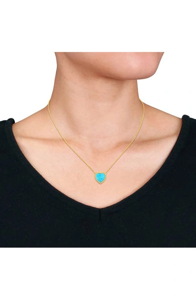 Shop Delmar Semiprecious Stone Heart Pendant Necklace In Turquoise