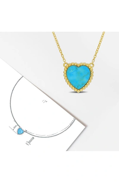 Shop Delmar Semiprecious Stone Heart Pendant Necklace In Turquoise
