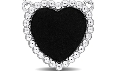 Shop Delmar Semiprecious Stone Heart Pendant Necklace In Black