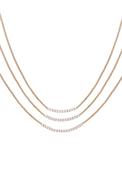 Shop Vince Camuto Set Of 3 Crystal Bar Necklaces In Gold