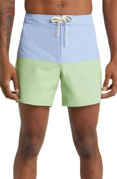 Shop Saturdays Surf Nyc Ennis Colorblock Board Shorts In Hydrangea