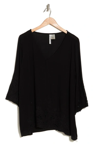 Shop Forgotten Grace Cutout Embroidered Blouse In Black