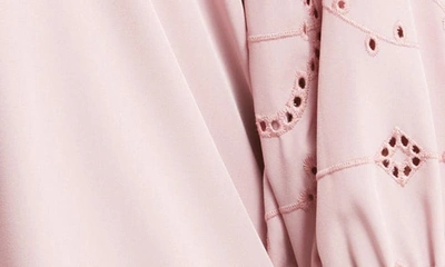 Shop Forgotten Grace Embroidered Eyelet Long Sleeve Button-up Shirt In Blush