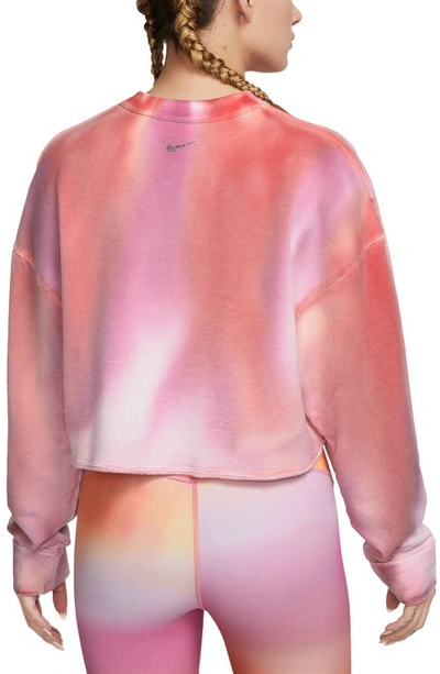 Nike Women's  Yoga Luxe Cropped Crew-neck Fleece Sweatshirt In Picante Red/ Multi Color
