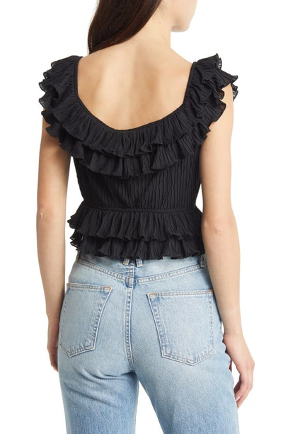 Shop Astr Pintuck Tie Front Crop Top In Black