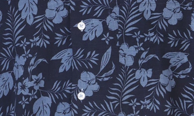 Tailorbyrd Hibiscus Floral Camp Shirt In Admiral Blue