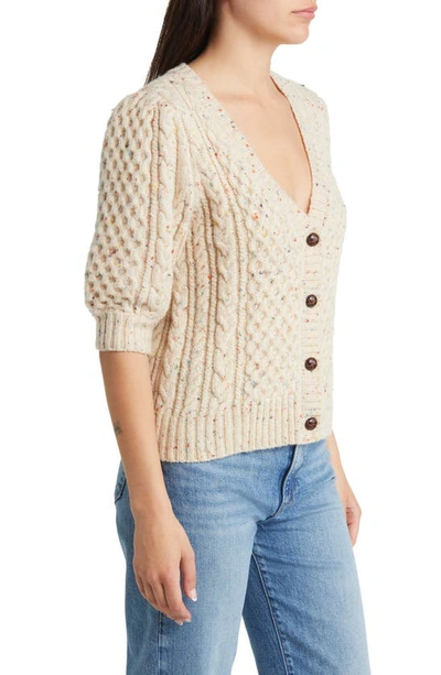 Shop Rails Isla Short Sleeve Wool Blend Cardigan In Cream Confetti