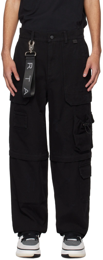 Shop Rta Black Multi-pocket Cargo Pants In Black Destroyed