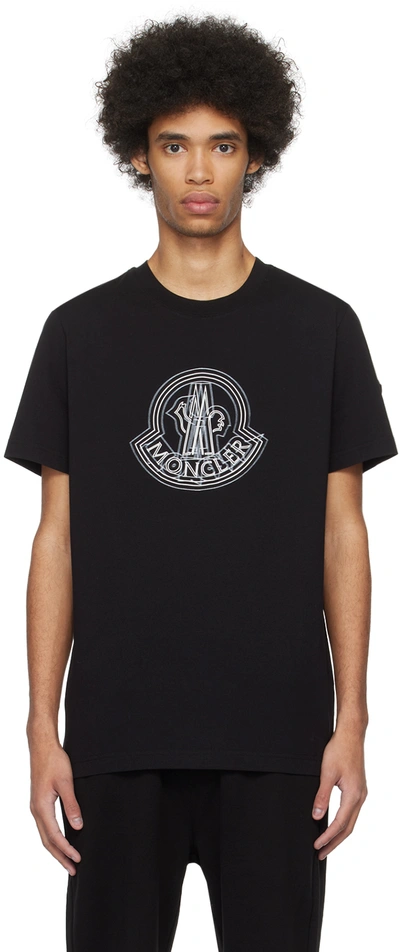 Shop Moncler Black Graphic T-shirt In Black 999