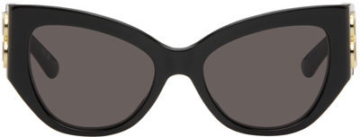 Shop Balenciaga Black Bossy Butterfly Sunglasses In 002 Black