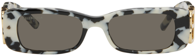 Shop Balenciaga Tortoiseshell Dynasty Rectangle Sunglasses In 005 Havana