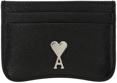 Shop Ami Alexandre Mattiussi Black Paris Paris Card Holder In Black/silver/0014