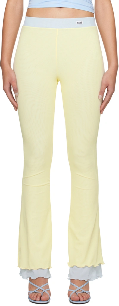 Shop Gcds Yellow Flare Trousers In 20 Baby Yellow