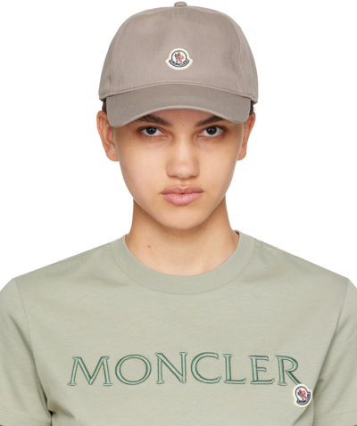 Shop Moncler Taupe Logo Cap In 906 Charcoal Gray