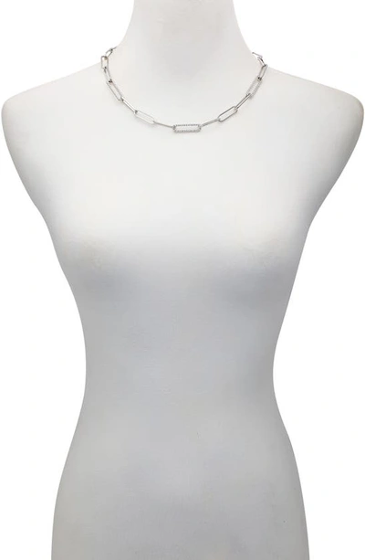 Shop Vince Camuto Pavé Crystal Station Paper Clip Chain Necklace In Silver
