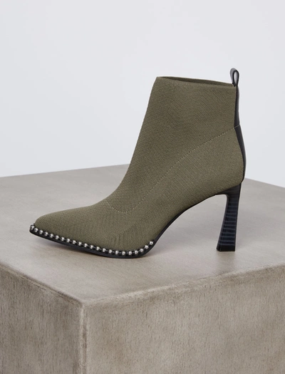 Shop Bcbgeneration Beya Pointed Toe Stretch Bootie In Forest Flyknit