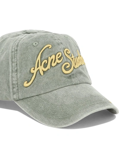 Shop Acne Studios Baseball Cap With Logo In Green