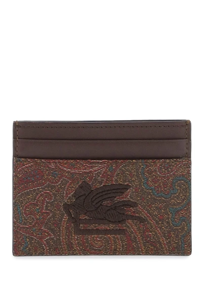 Shop Etro Paisley Card Holder In Brown