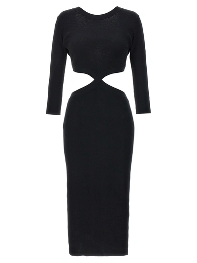 Shop Elisabetta Franchi Ribbed Dress With Jewel Detail Dresses In Black