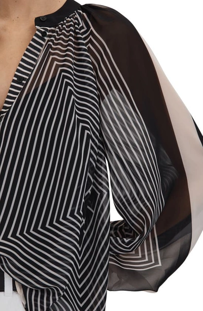 Shop Reiss Charli Stripe Split Sleeve Top In Black/ Cream
