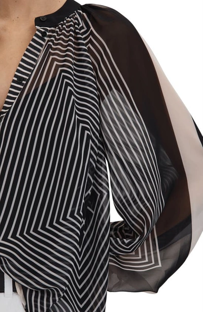 Reiss Charli Stripe Print Blouse In Black/ Cream