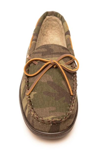 Shop Minnetonka Lined Hardsole Slipper In Green Camo Print