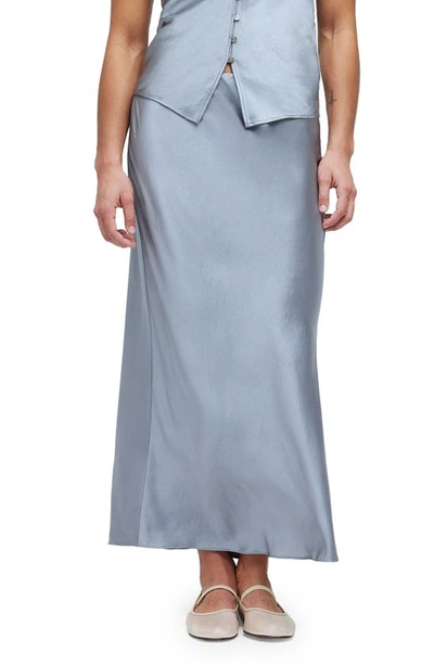 Shop Madewell Satin Slip Skirt In Dusk Grey