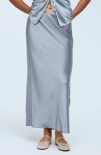 Shop Madewell Satin Slip Skirt In Dusk Grey