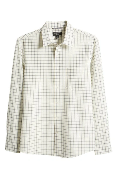 Shop Nordstrom Trim Fit Grid Stretch Button-up Shirt In White- Black Grid Plaid