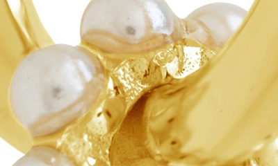 Sterling Forever Alana Imitation Pearl Huggie Hoop Earrings In Gold