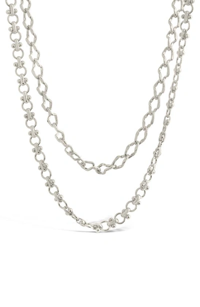 Sterling Forever Rhodium Plated Selena Layered Chain Necklace In Silver