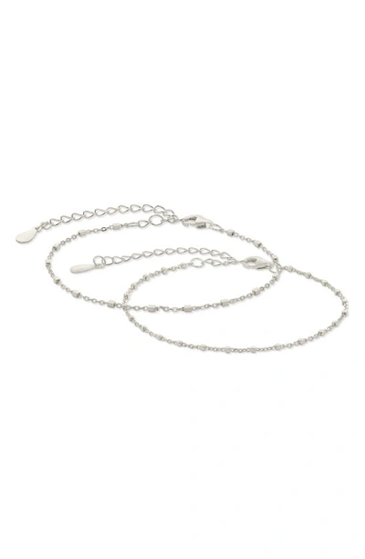 Sterling Forever Chloe Set Of 2 Station Bracelets In Silver