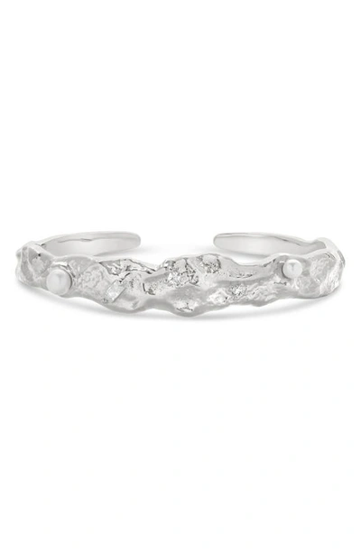 Shop Sterling Forever Caspara Imitation Pearl Cuff Bracelet In Silver
