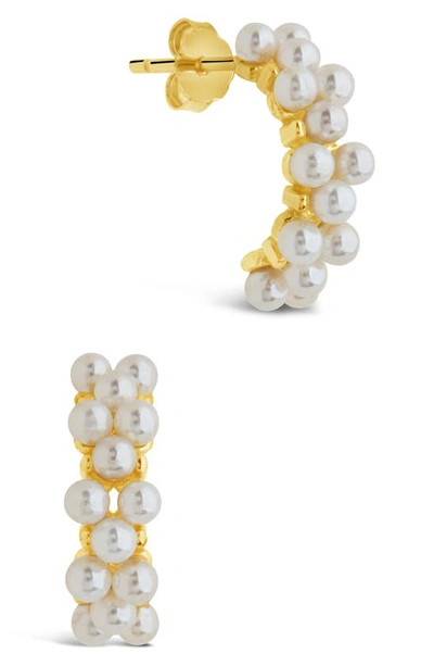 Shop Sterling Forever Mae Imitation Pearl Half Hoop Earrings In Gold