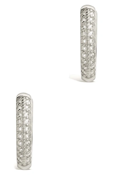 Shop Sterling Forever Pavé Cubic Zirconia Huggie Hoop Earrings In Silver