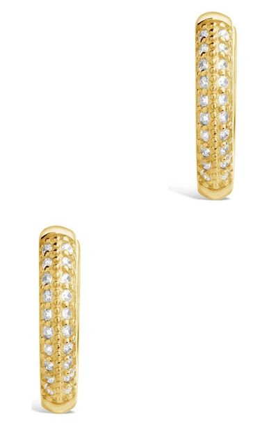 Sterling Forever Pavé Cubic Zirconia Huggie Hoop Earrings In Gold