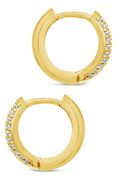 Sterling Forever Pavé Cubic Zirconia Huggie Hoop Earrings In Gold