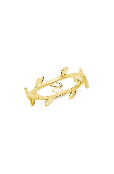 Shop Sterling Forever Liana Leaf Band Ring In Gold