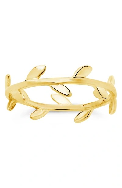 Shop Sterling Forever Liana Leaf Band Ring In Gold