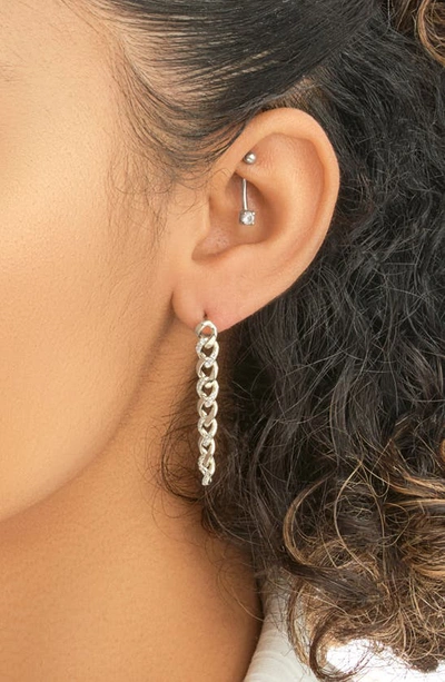 Sterling Forever Cubic Zirconia Pavé Linear Drop Earrings In Silver