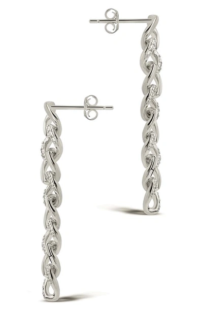 Sterling Forever Cubic Zirconia Pavé Linear Drop Earrings In Silver