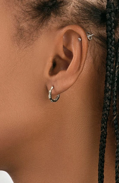 Sterling Forever Bamboo Huggie Earrings In Silver