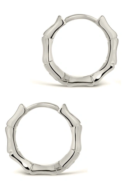 Sterling Forever Bamboo Huggie Earrings In Silver
