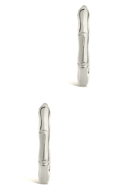Sterling Forever Bamboo Huggie Earrings In Silver
