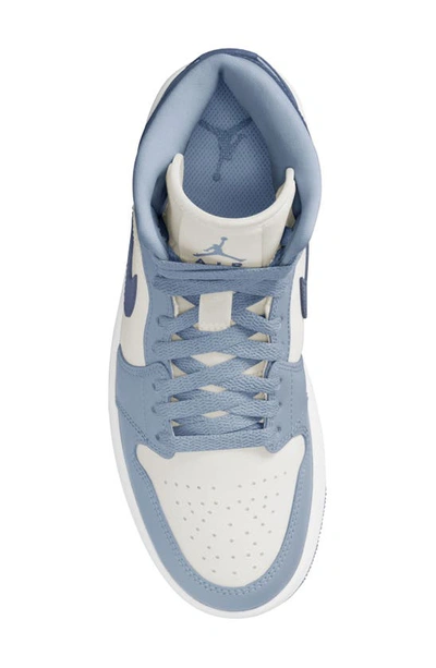 Shop Jordan Air  1 Mid Sneaker In Sail/ Diffused Blue/ Blue Grey