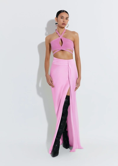 Shop Lapointe Satin Asymmetric Maxi Skirt In 12