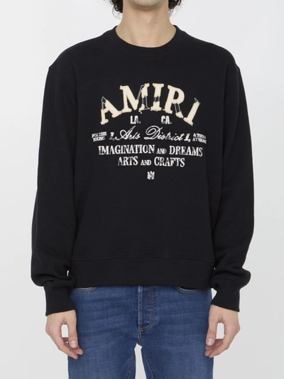Shop Amiri Distressed Arts District Sweatshirt In Black